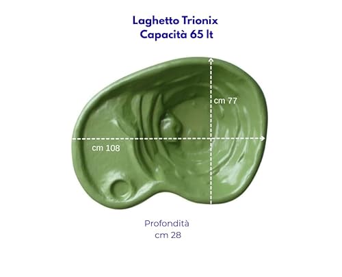 Giardini D'acqua Laghetto Da Giardino Per Tartarughe Preformato 80 Lt – Vasca Verde Modello Trionix 108×77×28 Per Pesci, Tartarughe, Ninfee, Piante Palustri E Stagni Artificiali Da Esterno - 3