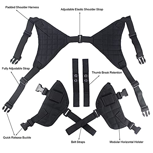 Depring Universal Shoulder Holster Double Draw Horizontal Gun Holster For Most Kinds Of Pistols Black #TOP1
