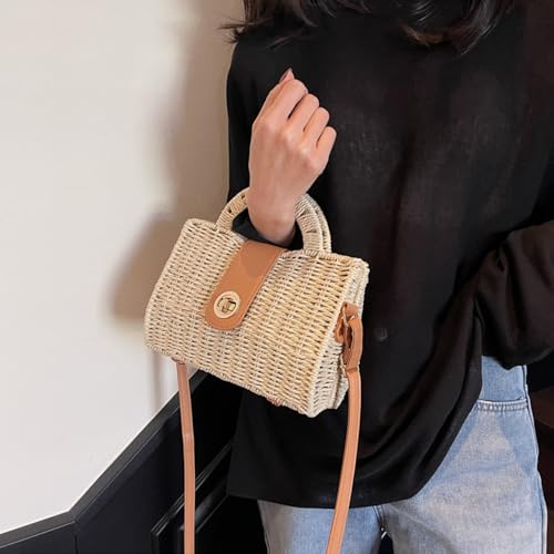 Holiday Straw Handbag Women Top Handle Purse Satchel Rattan Woven Crossbody Shoulder Bag for Summer4
