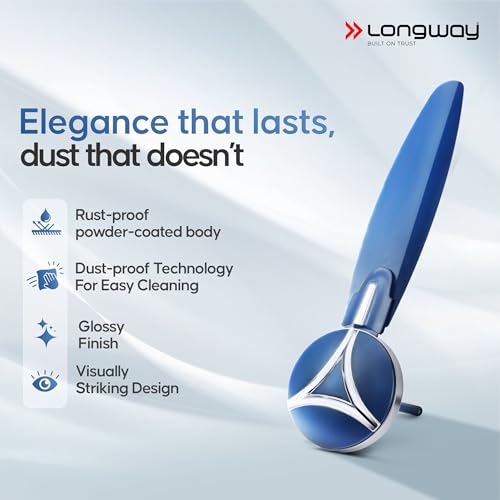 Image of LONGWAY Zephyr 1200 mm BLDC Ceiling Fan with Remote Control | BEE 5 Star Rated Energy Efficient | Ultra High Speed 3 Blade Anti-Dust Decorative Ceiling Fan | 3 Years Warranty (2, Silver Blue)