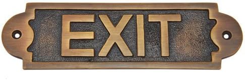 Adonai Hardware Exit Brass Door Sign - Antique Brass