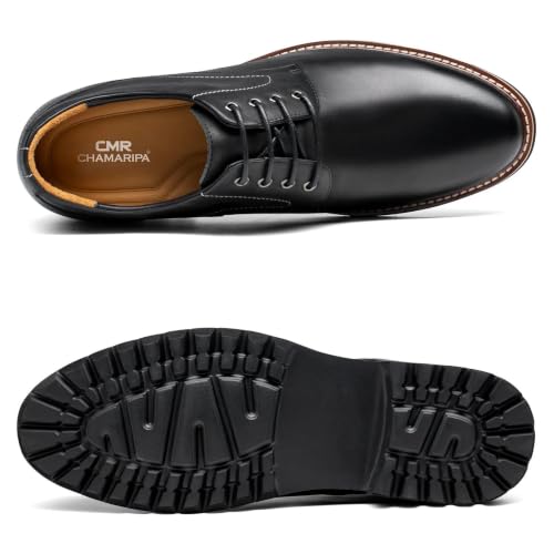 Image of CHAMARIPA Men's Invisible Height Increasing Shoes - 3.15 inch Taller | Casual Business Derby Elevator Shoes for Men, Genuine Leather Lace-Up, Ideal for Wedding & Daily Occasions