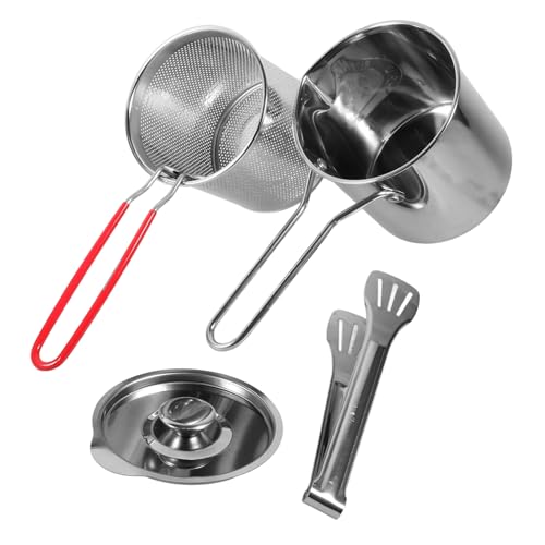 DECORNIJIA ステンレス製キッチン深型揚げ鍋 耐高温速熱 ポリッシュ仕上げで清掃簡単 変形防止頑丈設計 家用多機能調理器具