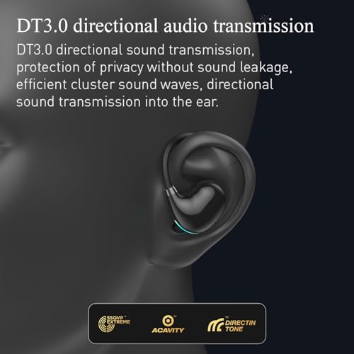Image of Open Ear Air Conduction Wireless Bluetooth Headphones Lightweight Pain-Free Design with Active Noise Cancellation IPX4 Waterproof Clear Calls for Sports Work and Outdoor Activities-Black