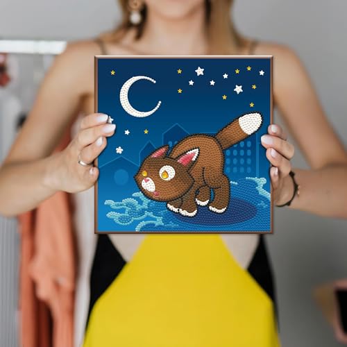 Image of DIAMOND DOTZ Fearless Cat Diamond Painting Kit, Diamond Art Craft Set