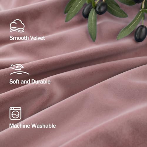 Image of Dusty Rose Pink Velvet Curtains 84 Inch Length for Girls Bedroom 2 Panels Back Tab Pocket Pleated Pretty Cute Luxury Living Room Darkening Thermal Insulated Light Reducing Long Drapes for Dining Room