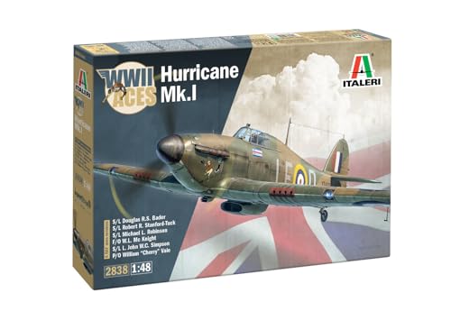 Italeri 2838 1:48 Hurricane Mk 1 Aces - originalgetreue Nachbildung, Modellbau, Plastik Bausatz, Basteln, Hobby, Kleben, Modellbausatz, Zusammenbauen, unlackiert