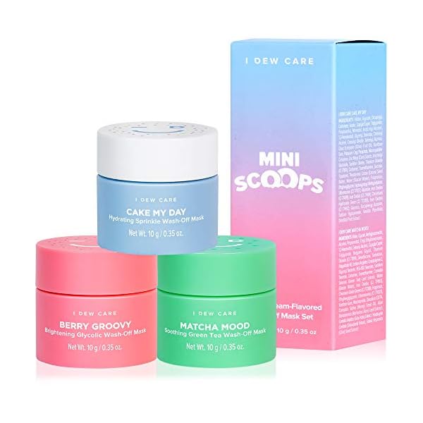 I DEW CARE Korean Wash Off Face Mask Gift Set - Mini Scoops | With Hyaluronic Acid, Self Skin Care | Facial Treatment, Vegan, Cruelty-Free, Paraben-Free, Valentine Day Gifts (3 Flavors)