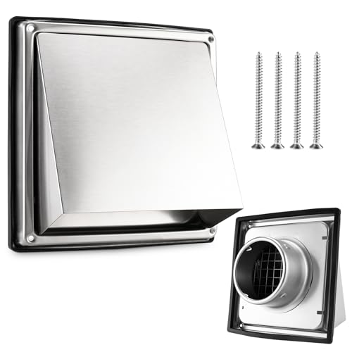 Patioer 4 Inch Dryer Vent Cover Outside, Stainless Steel Exterior Wall Exhaust Vent with Screen and Damper, for Dryer Ventilation & Outdoor Air Exhaust