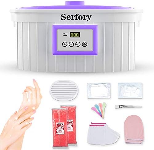 Paraffin Wax Machine for Hand and Feet, Serfory 5000ml Paraffin Wax Warmer Quick-Heating Paraffin Bath with Refill Thermal Mitts Gloves Silicone Brush for Smooth and Soft Skin(2019 Upgrade)