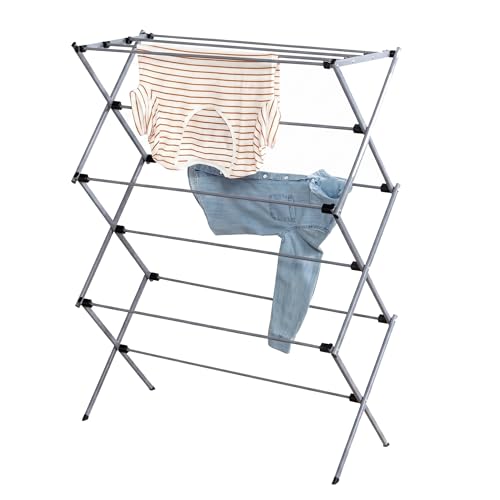 Honey-Can-Do Collapsible Laundry Drying Rack, Sturdy Steel, Foldable & Portable Clothes Drying Rack, Space-Saving Design, Indoor & Outdoor Drying, Ideal for Laundry Room 50lb Capacity, Silver