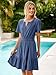 Simplee Womens Summer Denim Dress Casual Short Sleeve Mini Dress Boho Beach Flowy Tiered Short Jean Dresses with Pockets,Denim Deep Blue,M