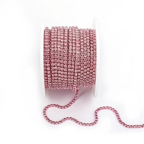 Chaîne de fermeture strass rose dense 9,1 mètres avec base flexible pour couture