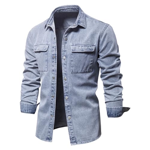 Chemise denim homme manches longues style délavé pour un look casual chic au quotidien