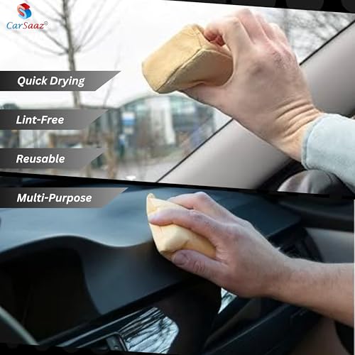 Image of CAR SAAZ Super Absorbent Chamois Sponge (Pack of 2) | Multipurpose Sponge for Car and Bike Cleaning, Kitchen Cleaning, Office & Home Cleaning | High Absorbent PVA Chamois Sponges (2 pcs)