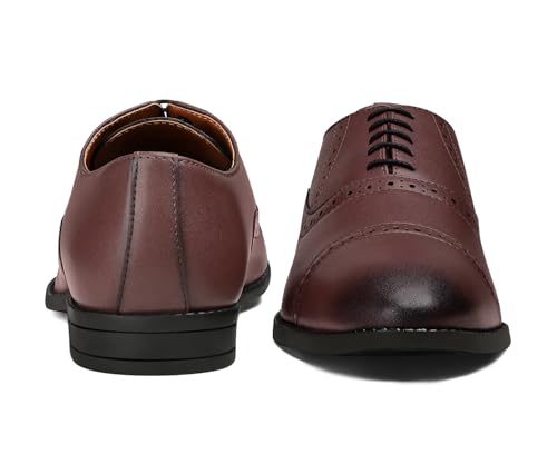 Image of LOUIS STITCH Men's Formal Lace-up Oxford Shoes for Men | Solid Design | Ideal for Formal, Business Casual, and Parties (LSRGOXRW-)