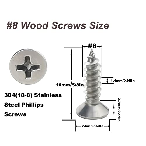 Fajoeda SC062 120Pcs #8 X 5/8 Inch Wood Screws,18-8 thumb #1