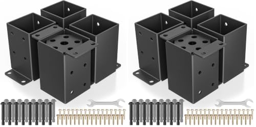 Image of 4 PCS Metal 4x4 Post Base, Inner Size 3.5 inchx3.5 inch Post Bracket (Pack of 2)