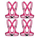 [キューブラボ] 4枚セット 安全ベスト 反射ベスト 蛍光ベルト 高視認性 ジョキング 自転車 バイク 交通警備 夜間 作業服 誘導 警備 ガードマン 調節可能 軽量 弾性高い 工事現場用 男女兼用 (ピンク)