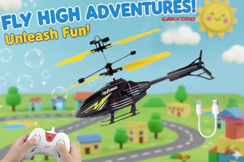Image of RC Helicopter with Hand Gravity Sensor for Kids 4+, Flying Remote Control Helicopter Toy, Chargeable with Safety Sensor, Indoor Outdoor Play, for Boys & Girls - Pack of 1 (BLACKYELLOW)