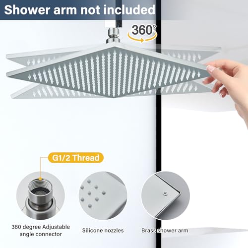 Pommeau de douche carré 30,5 cm NeierThodore nickel brossé - 5