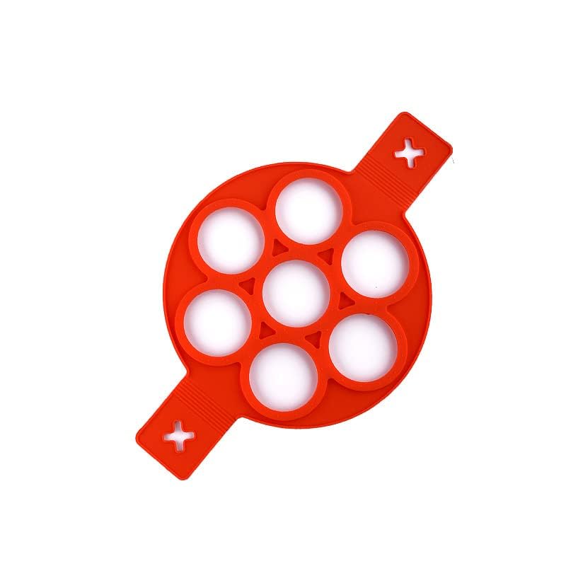 Silicone Non Stick Fantastic Seven Holes Egg Pancake Maker Ring Kitchen Baking Omelet Moulds Flip Cooker Egg Ring Mold (7-ROUND)