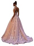 LWEPOI Ball Gown Wedding Dresses for Bride 2025 Cap Sleeve Beach White Bride Dress with Train Lace Appliques Tulle Bridal Gowns Backless US4 LW03W14