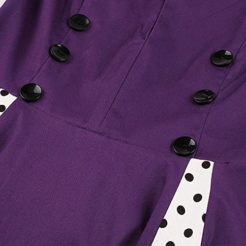 Image of KILLREAL Women's Vintage Polka Dot Print A-Line Pin Up Style Sleeveless Cocktail Party Casual Dress