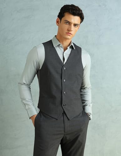 Image of Arrow Men Regular fit Polyester Heathered Waistcoat