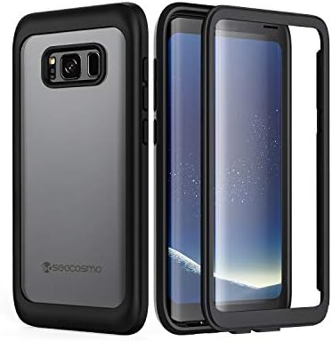 seacosmo Full Body Galaxy S8 Case, Shockproof Dustproof Rainproof Clear Bumper Extreme Durable Protective Case Cover with Built-in Screen Protector Compatible with Samsung Galaxy S8, Black