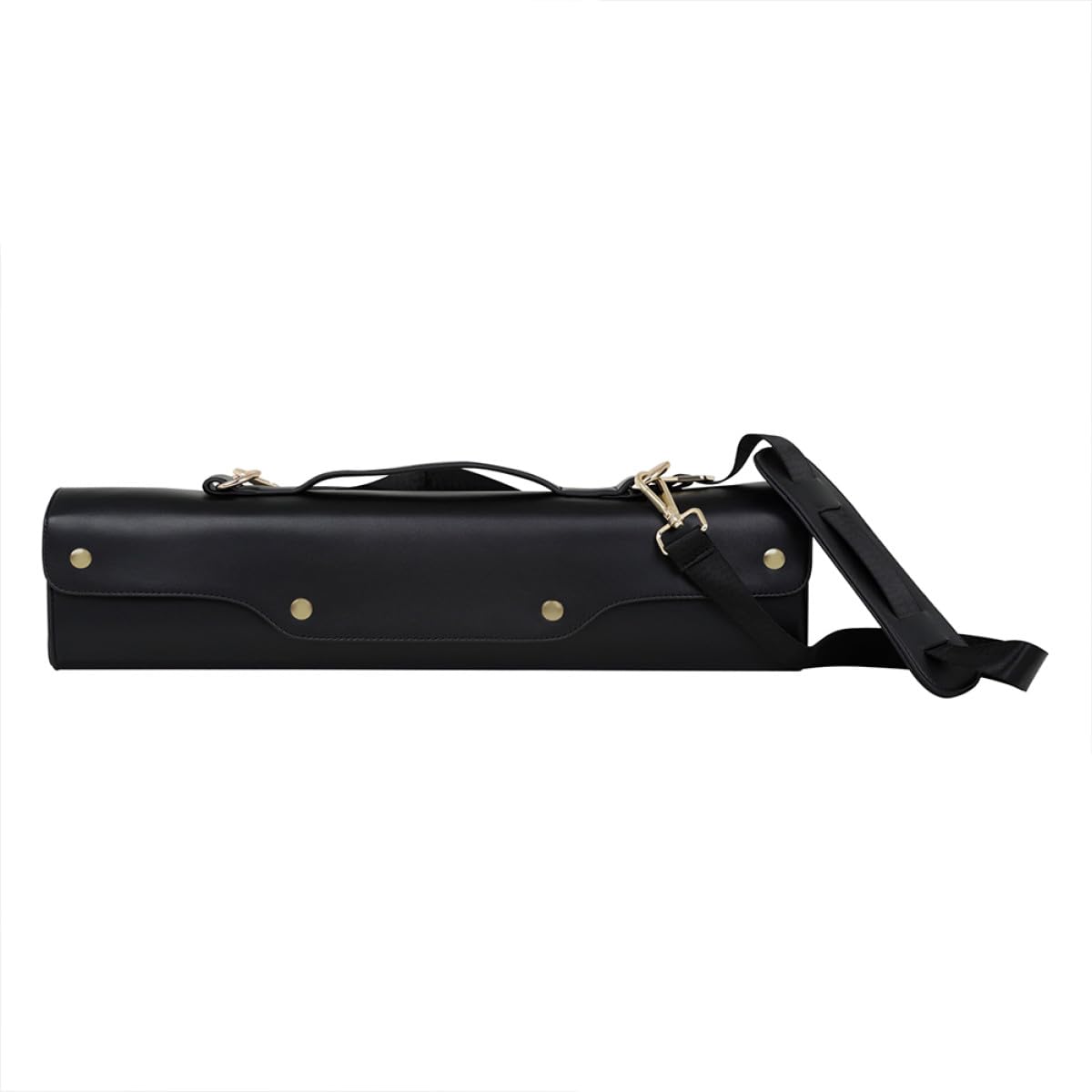 Bolsa para Flauta Travesera de 16 y 17 Agujeros, Estuche Portátil de Cuero Sintético Negro Asa de Mano, Diseño Engrosado Resistente para Guardar y Transportar Instrumentos