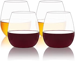 COOKY.D Water Juice Glasses Unbreakable Tritan-Plastic Drinking Cups Suitable for Wine Whiskey, Dishwasher Safe, Perfect for Home, Picnic and Parties, Set of 4, 18oz