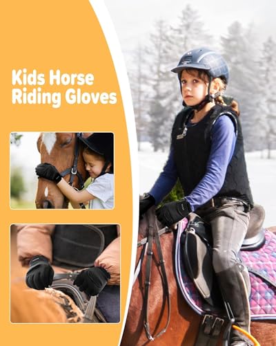 image for FitsT4 Sports Kids Horse Riding Gloves Winter Equestrian Gloves Girls 