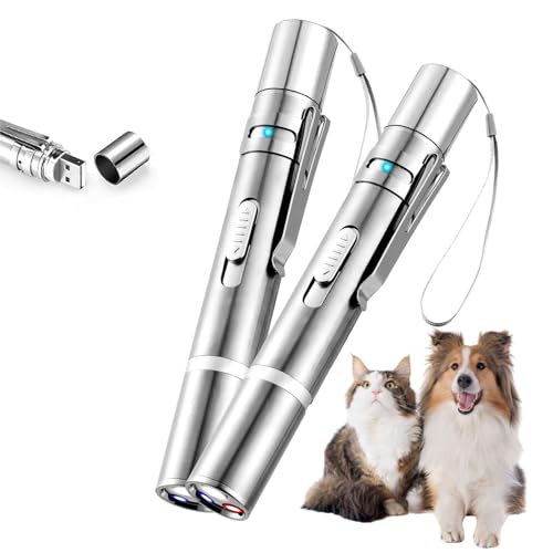 2pcs Laser Pointer, Cat Toys for Indoor Cats, Kitten Dog Laser Pen Toy, Red Dot LED Light Pointer Interactive Toys for Indoor Cats Dogs, USB Charging, 5 Switchable Patterns