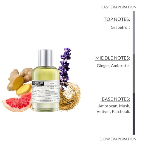 Image of Alternate Scents TYGER Long Lasting 100ml Perfume For Men |Strong& long Lasting with 30% Oil Concentration|Woody Citrus Earthy Perfume | Fragrance From France | Made In India|