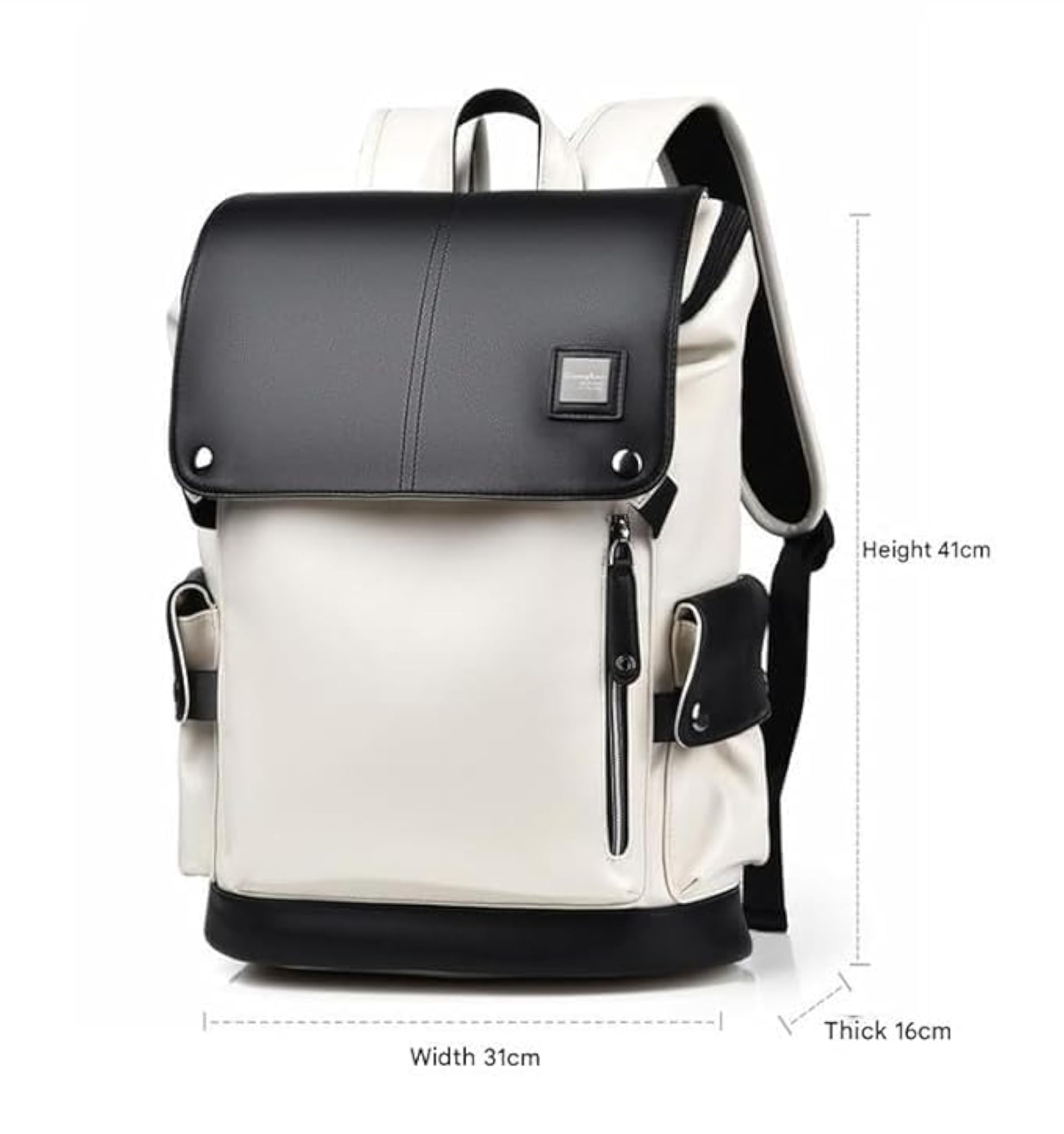 PU Solid Pattern Backpack for 15.6 Inch Laptop, Black