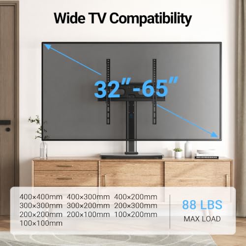 Image of PERLESMITH Universal TV Stand Legs for 32-60 inch TVs, Table Top TV Stand up to 88 lbs, Height Adjustable Television TV Mount, Universal TV Leg Base for Living Room & Bedroom (32-65 Inch with Swivel)
