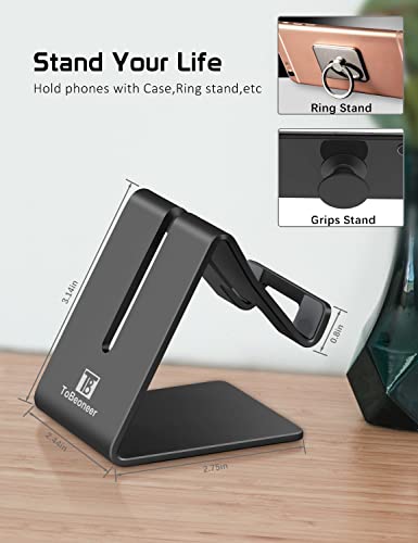 Tobeoneer Desk Cell Phone Stand Holder Aluminum Desktop Solid Universal Desk Stand For Iphone 13 12 11 X 8 7 6 Plus 5 Ipad 2 3 4 Mini Samsung Huawei All Mobile Smart Phone (Black) #TOP3
