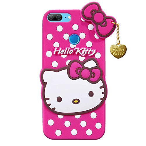 Image of Unirock Hello Kitty Back Case Cover for Honor 9 Lite| 3D Cute Hello Kitty Case |Soft Silicone Rubber Back Cover with Pendant Kitty Cover for Honor 9 Lite (Pink)