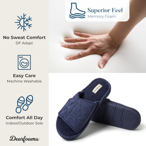 Image of Dearfoams Men's Adjustable Indoor /Outdoor Memory Foam Machine Washable Summer Slide Slipper