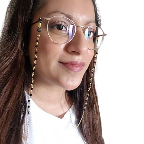 BARBUDDY Blackbeads And Golden Spectacle Chain For Women Chain Lanyard String for Eyewear Frames, Specs, Reading Glasses, Sunglasses, Goggles and Eyeglasses-picture-19