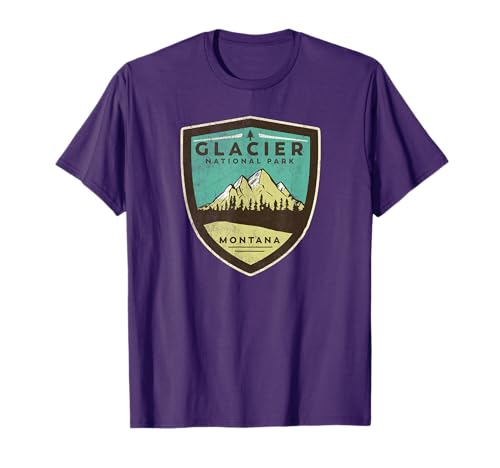 Retro Glacier National Park Montana Mountains Vintage Badge T-Shirt