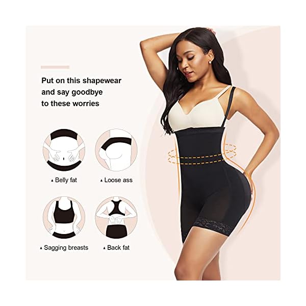 FeelinGirl-Body-Shaper-for-Women-Tummy-Control-Shapewear-Side-Zipper-Open-Bust-Fajas-for-Ladies-Daily-Life FeelinGirl Body Shaper for Women Tummy Control Shapewear Side Zipper Open Bust Fajas for Ladies Daily Life, Black, M