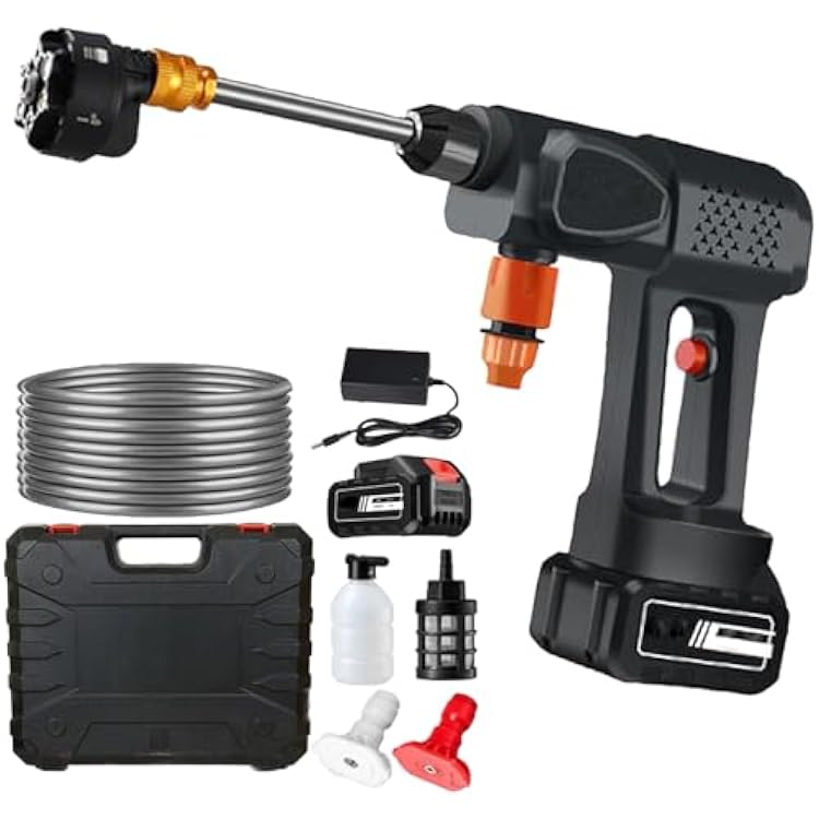 Portable Cordless Pressure Washer, Cordless Pressure Washer Battery Powered, 48V 4.0 Ah, Portable Car Pressure Washers with 6-in-1 Nozzle for Car Home Patio Floor Fence Deck (A Set)