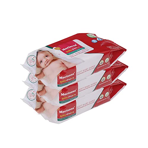 Image of Morisons Baby Dreams Soft Cleansing Baby Wipes enriched with Aloe Vera and Vitamin E - pack of 3
