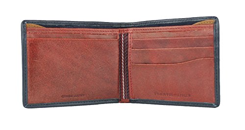 New Tommy Hilfiger Men's Leather Passcase & Valet Wallet (Red)4