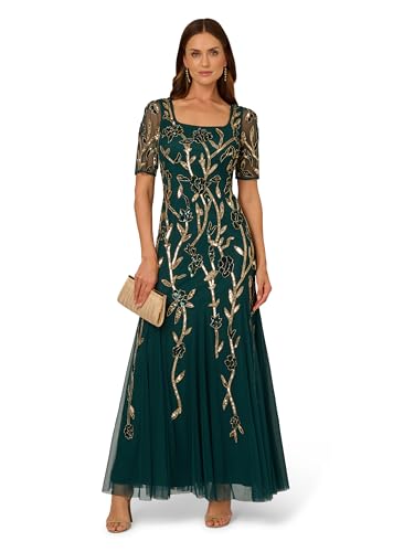 Image of Adrianna Papell Women's Beaded Mesh Long Dress