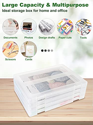 Vixkexn 4 Pack Portable Project Case For 8.5" X 11" Letter A4 File Paper, Plastic Scrapbook Paper Storage Box, Documents Magazines Protector, Office Supplies File Storage Case ( 12.52 X 9.45 X 0.94 In) #TOP2