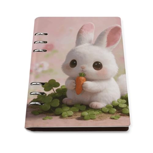 Cuaderno A5 de 6 anillas en piel sintética recargable con diseño plano para notas