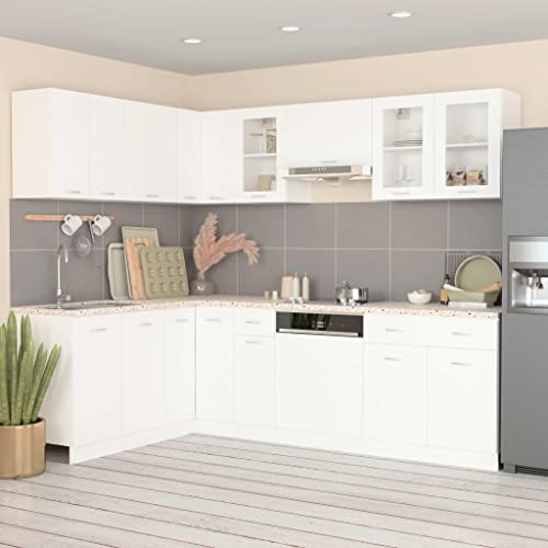 Cabinets & Storage-Kitchen Cabinets-11 Piece Kitchen Cabinet Set White Engineered Wood